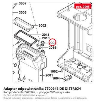 Adapter odpowietrznika 7700946 DE DIETRICH