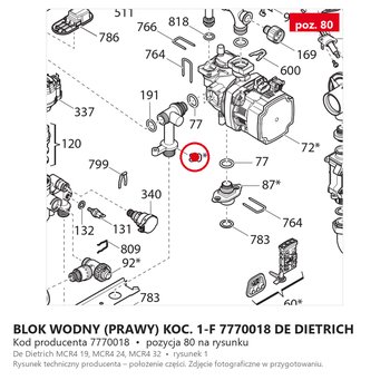 Blok wodny (prawy) kocioł jednofunkcyjny 7770018 DE DIETRICH