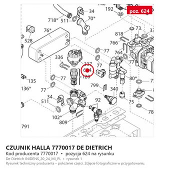 Czujnik Halla 7770017 DE DIETRICH