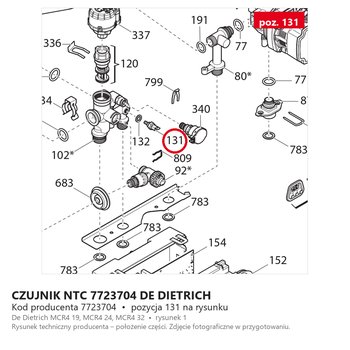 Czujnik NTC 7723704 DE DIETRICH