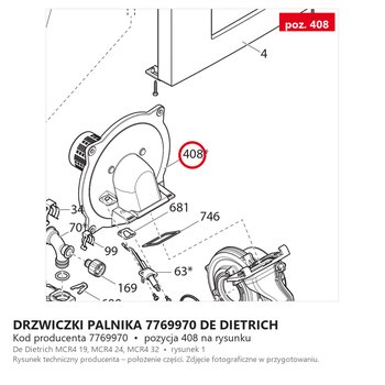 Drzwiczki Palnika 7769970 DE DIETRICH