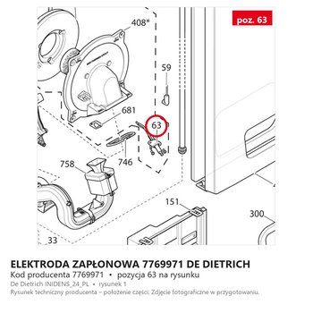 Elektroda Zapłonowa 7769971 DE DIETRICH