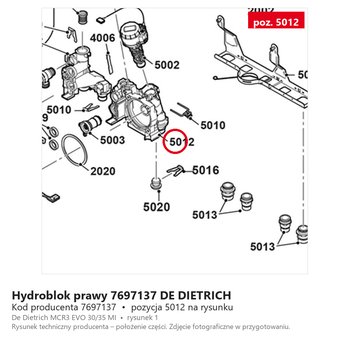 Hydroblok prawy 7697137 DE DIETRICH