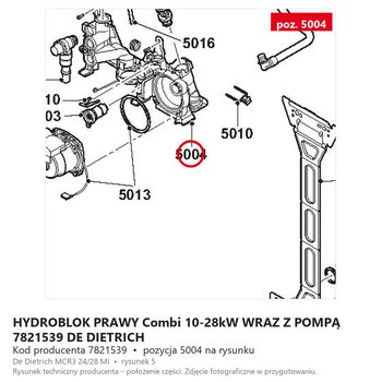 HYDROBLOK PRAWY Combi 10-28kW WRAZ Z POMPĄ 7821539 DE DIETRICH