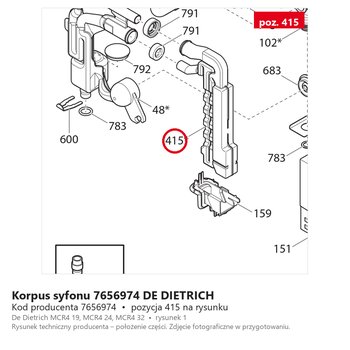 Korpus syfonu 7656974 DE DIETRICH