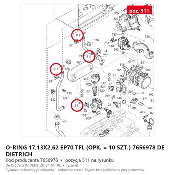 O-Ring 17,13X2,62 Ep70 Tfl (opk. = 10 Szt.) 7656978 DE DIETRICH