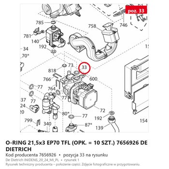 O-RING 21,5x3 EO70 tfl. (OPK. = 10 SZT.) 7656926 DE DIETRICH