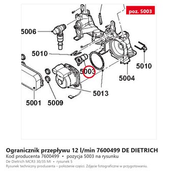 Ogranicznik przepływu 12 l/min 7600499 DE DIETRICH