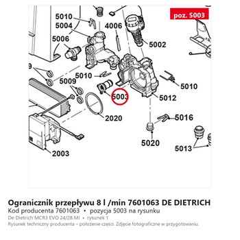 Ogranicznik przepływu 8 l /min 7601063 DE DIETRICH