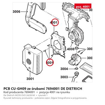 PCB CU-GH09 ze śrubami 7694001 DE DIETRICH