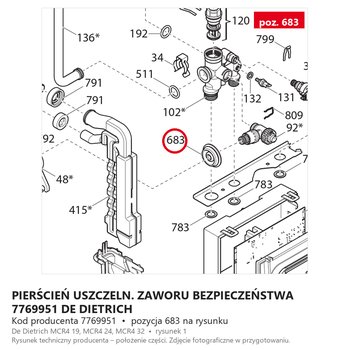Pierścień Uszczeln. Zaworu Bezpieczeństwa 7769951 DE DIETRICH
