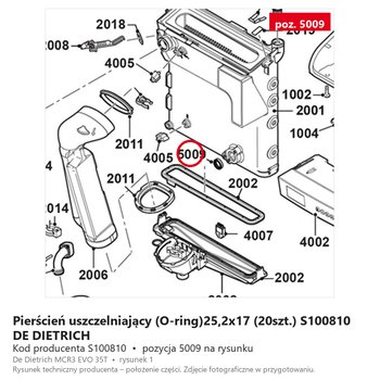 Pierścień uszczelniający (O-ring)25,2x17 (20szt.) S100810 DE DIETRICH