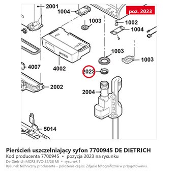 Pierścień uszczelniający syfon 7700945 DE DIETRICH