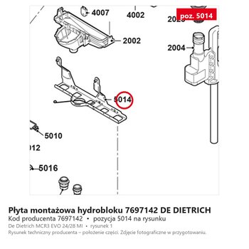 Płyta montażowa hydrobloku 7697142 DE DIETRICH