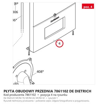 Płyta Obudowy Przednia 7861102 DE DIETRICH