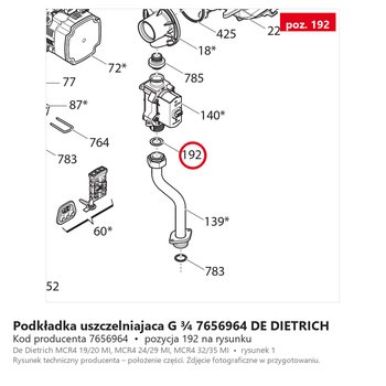 Podkładka uszczelniająca G ¾ 7656964 DE DIETRICH