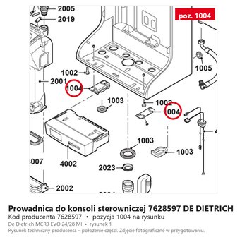 Prowadnica do konsoli sterowniczej 7628597 DE DIETRICH