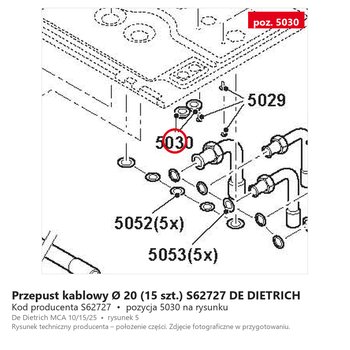 Przepust kablowy Ø 20 (15 szt.) S62727 DE DIETRICH