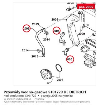 Przewódy wodno-gazowe S101729 DE DIETRICH