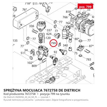 Sprężyna Mocująca 7672758 DE DIETRICH