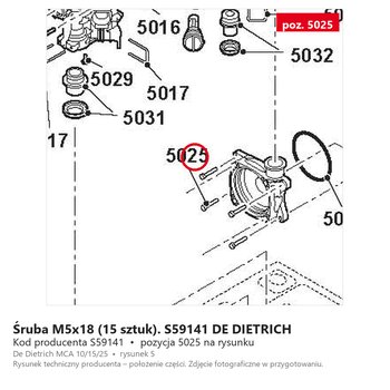Śruba M5x18 (15 sztuk). S59141 DE DIETRICH