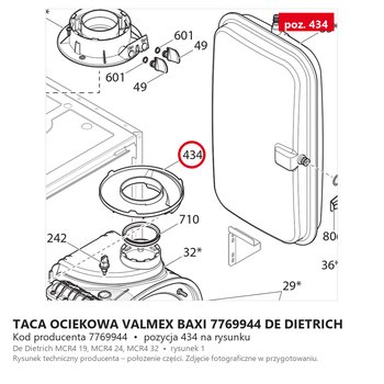 Taca Ociekowa Valmex Baxi 7769944 DE DIETRICH