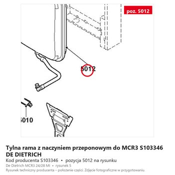 Tylna rama z naczyniem przeponowym do MCR3 S103346 DE DIETRICH