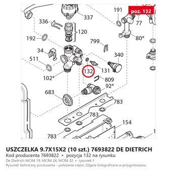 USZCZELKA 9.7X15X2 (10 szt.) 7693822 DE DIETRICH
