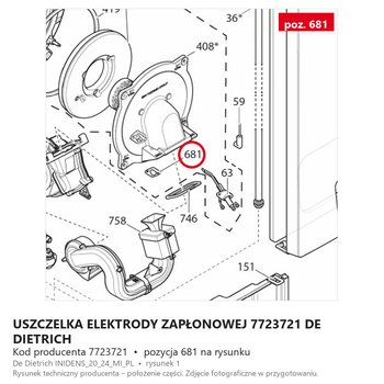 Uszczelka Elektrody Zapłonowej 7723721 DE DIETRICH