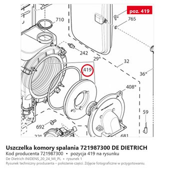 Uszczelka Drzwiczek Palnika 721987300 DE DIETRICH
