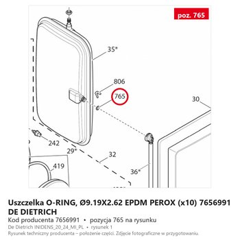Uszczelka O-RING, Ø9.19X2.62 EPDM PEROX (x10) 7656991 DE DIETRICH