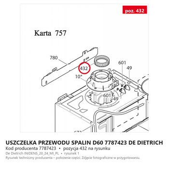 Uszczelka Przewodu Spalin D60 7787423 DE DIETRICH