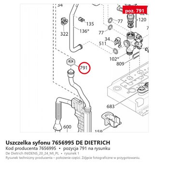 Uszczelka syfonu 7656995 DE DIETRICH