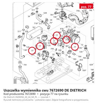Uszczelka wymiennika cwu 7672690 DE DIETRICH