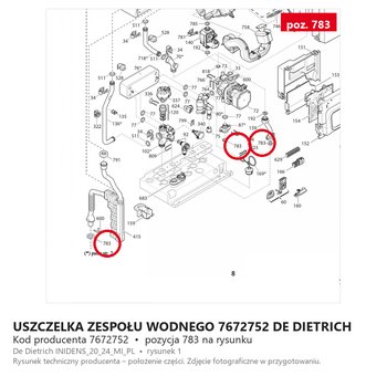 Uszczelka Zespołu Wodnego 7672752 DE DIETRICH
