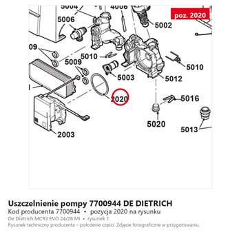 Uszczelnienie pompy 7700944 DE DIETRICH