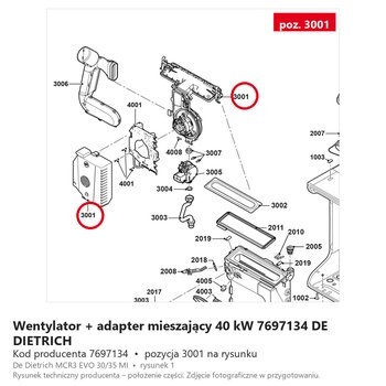 Wentylator + adapter mieszający 40 kW 7697134 DE DIETRICH