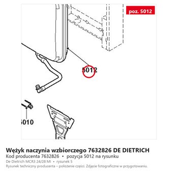 Wężyk naczynia wzbiorczego 7632826 DE DIETRICH