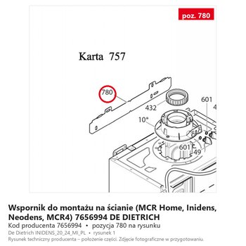 Wspornik do montażu na ścianie MCR Home/Inidens 7656994 DE DIETRICH
