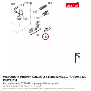 Wspornik Prawy Konsoli Sterowniczej 7769942 DE DIETRICH