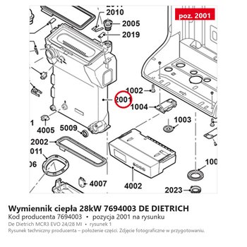 Wymiennik ciepła 28kW 7694003 DE DIETRICH