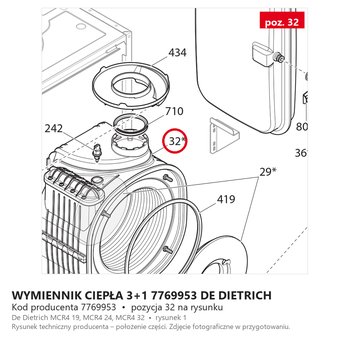 Wymiennik Ciepła 3+1 7769953 DE DIETRICH
