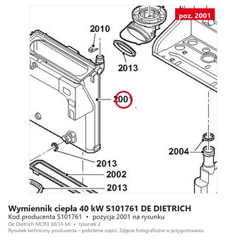 Wymiennik ciepła 40 kW S101761 DE DIETRICH