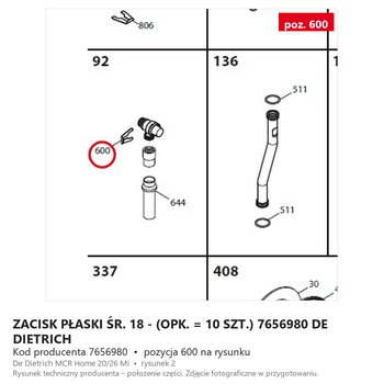 Zacisk Płaski Śr. 18 - (opk. = 10 Szt.) 7656980 DE DIETRICH