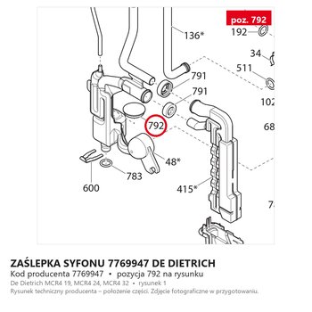 Zaślepka Syfonu 7769947 DE DIETRICH