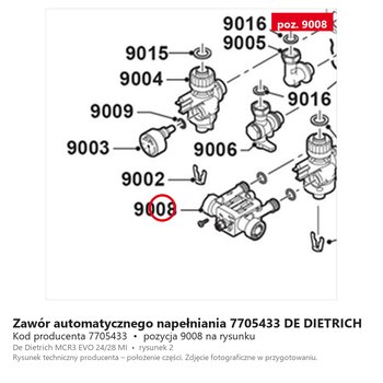 Zawór automatycznego napełniania 7705433 DE DIETRICH