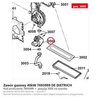 Zawór gazowy 40kW 7693999 DE DIETRICH