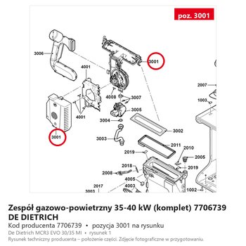 Zespół gazowo-powietrzny 35-40 kW (komplet) 7706739 DE DIETRICH