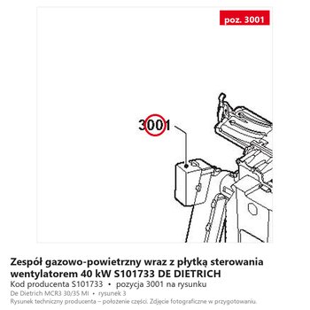 Zespół gazowo-powietrzny wraz z płytką sterowania wentylatorem 40 kW S101733 DE DIETRICH