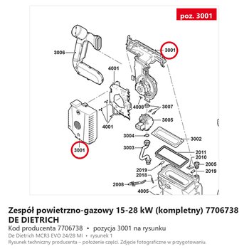 Zespół powietrzno-gazowy 15-28 kW (kompletny) 7706738 DE DIETRICH